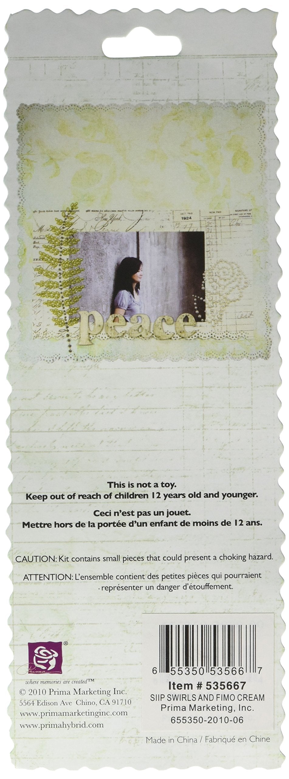 Prima 535667 6-1/2-Inch Say It in Pearls Self Adhesive Jewel Art Mini Flourish with Roses, Cream