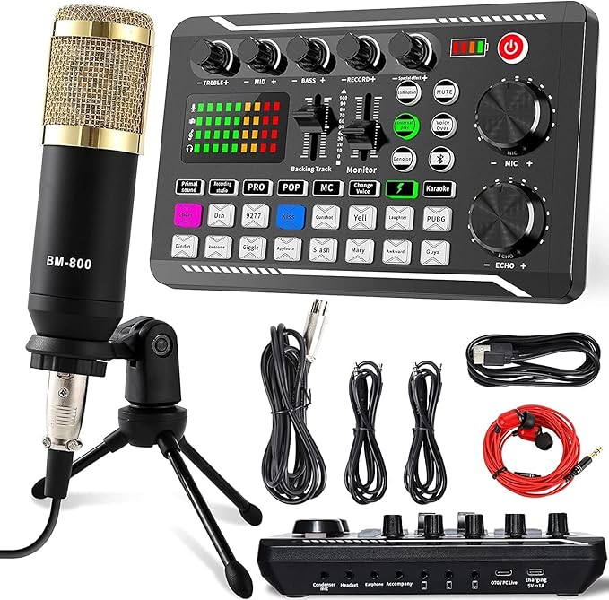 Podcast Equipment Bundle, SINWE Condenser Microphone with Tripod Stand and Professional Audio Mixer for Studio Recording Vocals, Voice Overs, Streaming Broadcast and YouTube Videos