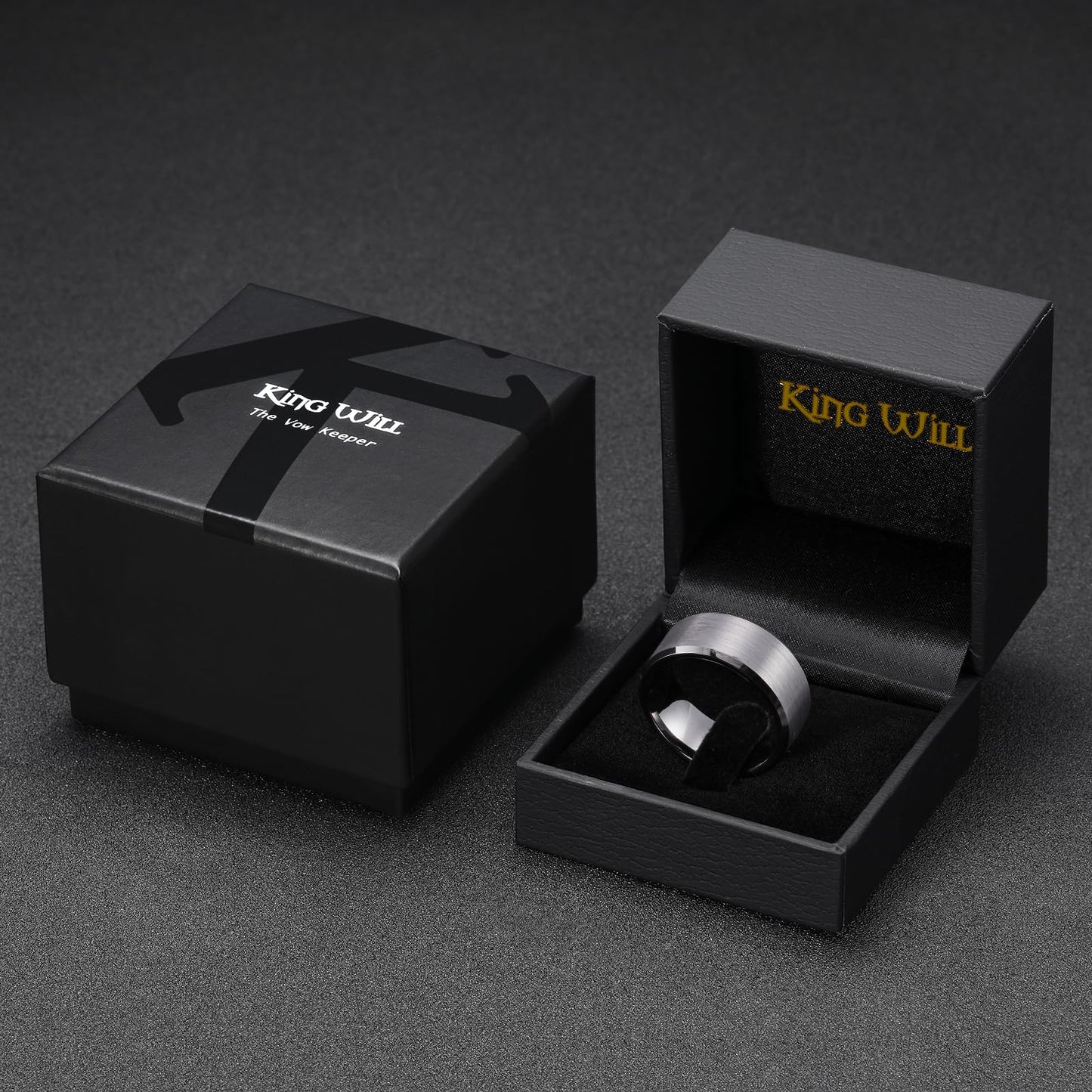 King Will 10mm Tungsten Wedding Band for Men - Gunmetal, Comfort Fit, Size 12