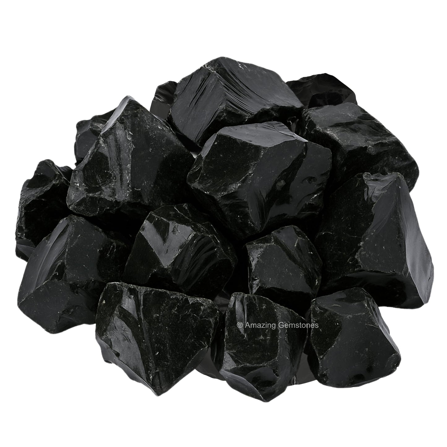 Amazing Gemstone Black Obsidian Rock Crystals and Healing Stones, Natural Raw for Tumbling and DIY, Obsidiana Negra Original (2 Pieces)