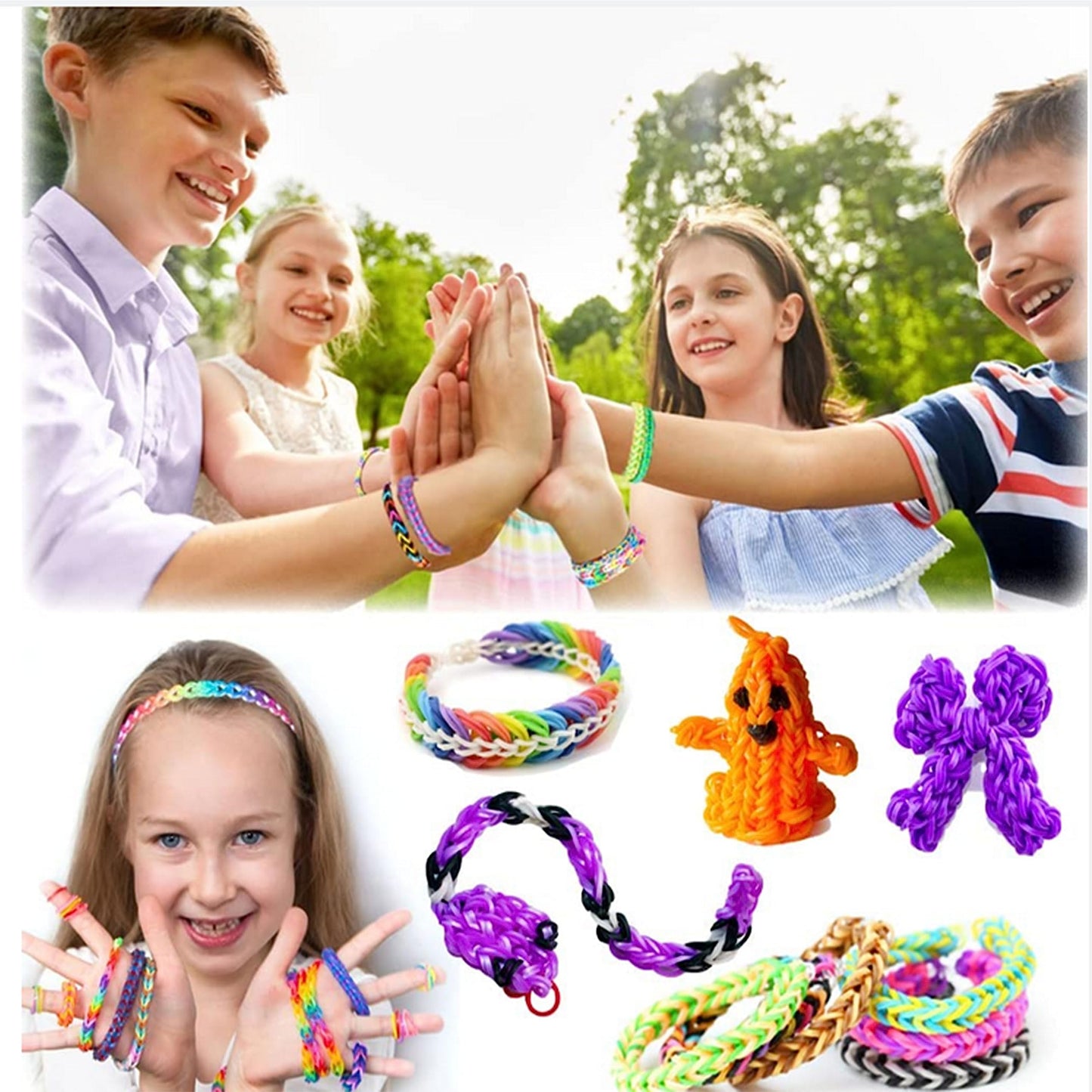 YITOHOP 15000+ Rubber Loom Bands, Mega Rubber Bands Bracelet Kit,Loom Bracelet Making Kit with 3 Layer Container,30 Colors,380 Beads,30 Charms,Clips, Hooks Tools for DIY Art Holiday Gift