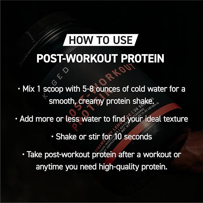 Kaged Post Workout Protein Powder | Re-Kaged | 28g Whey Protein with Creatine, Glutamine & Betaine for Muscle Growth & Recovery | Low Sugar | 20 Servings | Strawberry Lemonade