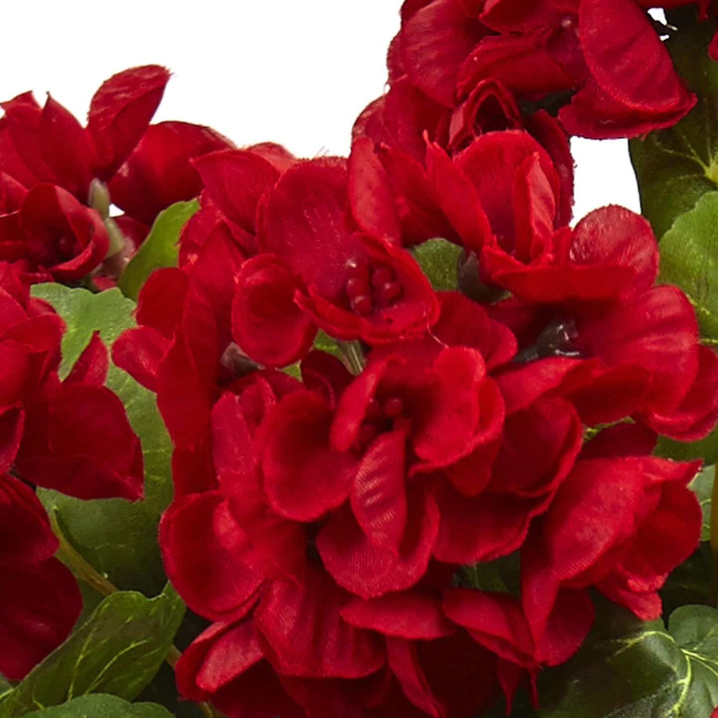 Nearly Natural 11in. Geranium Flowering Silk Plant with Floral Planter (Set of 2)