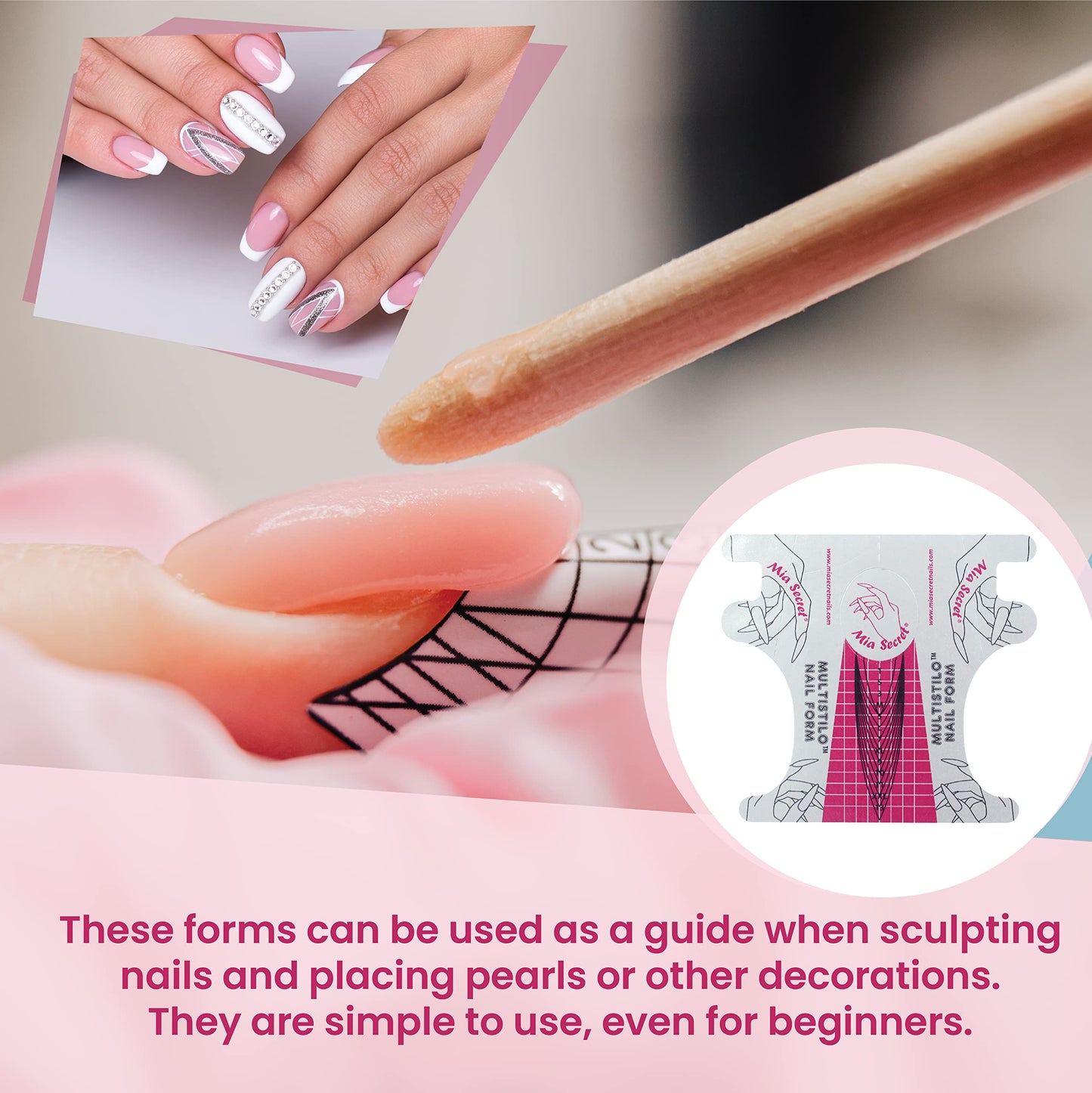 Mia Secret Multistilo 500 PCS - Nail Extension Tips, Forms for Acrylic & Gel Nails - Guide Stickers