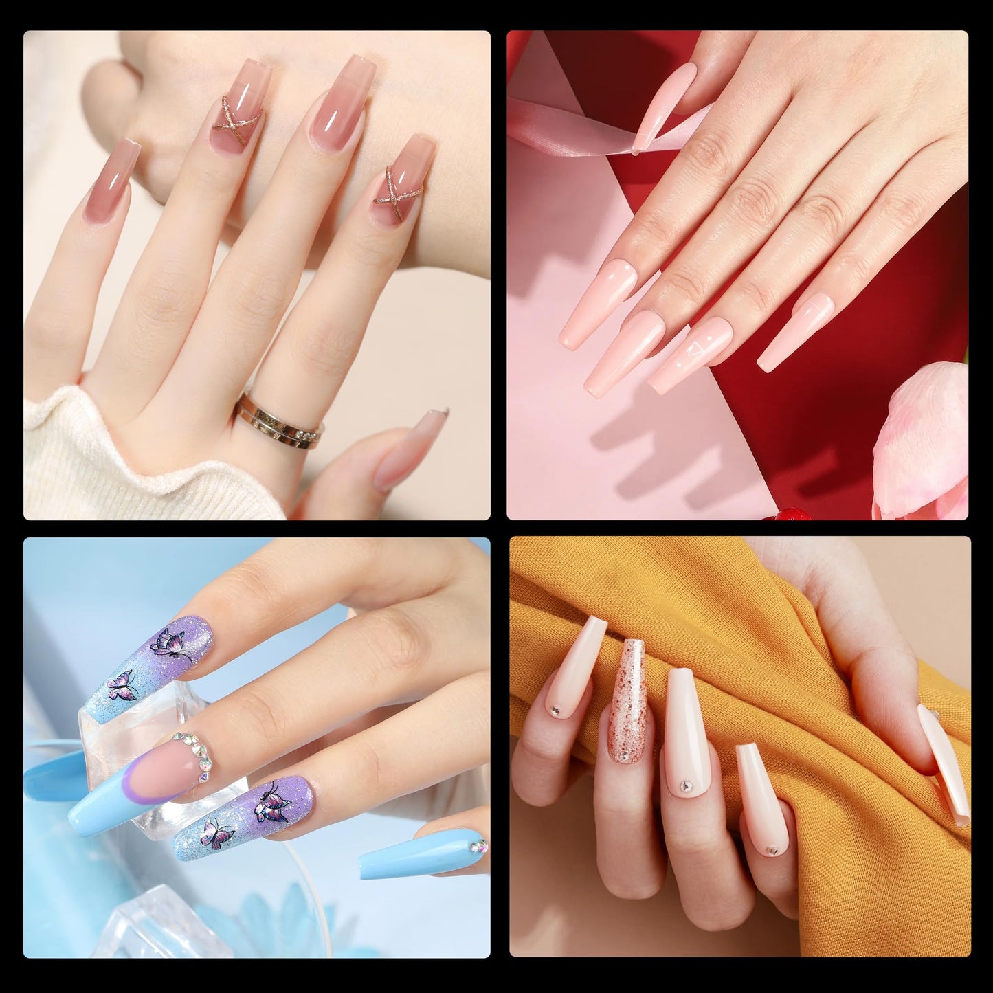 Half Matte Long Coffin Fake Nail Tips, Soft Gel Pre-Shaped Nail Tips, Full Cover False Nails with Clear Box for Nail Salons and DIY Nail Art, 600PCS/10 Sizes