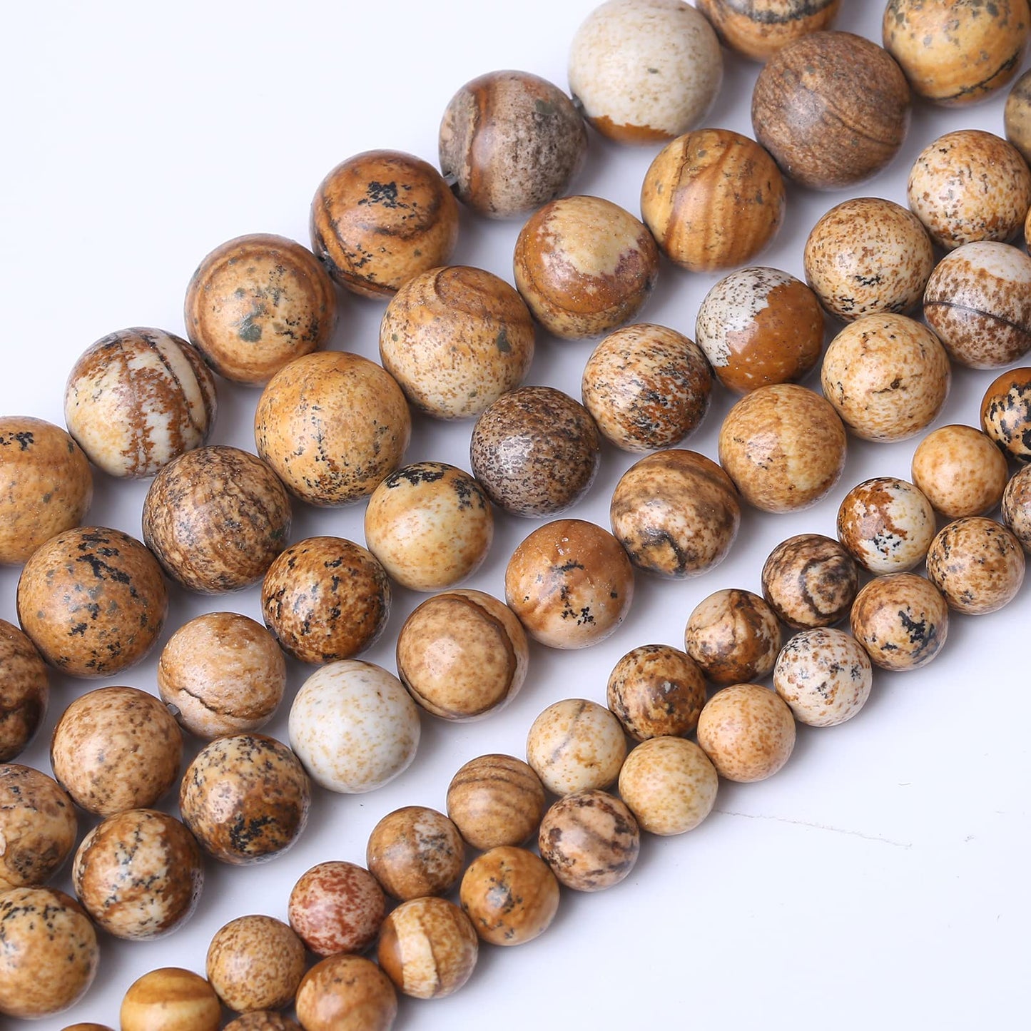 90PCS 4MM Pictures Jaspers Stone Beads Natural Gemstone Bead Crystal Healing Energy Jewelry Making DIY 15 inches