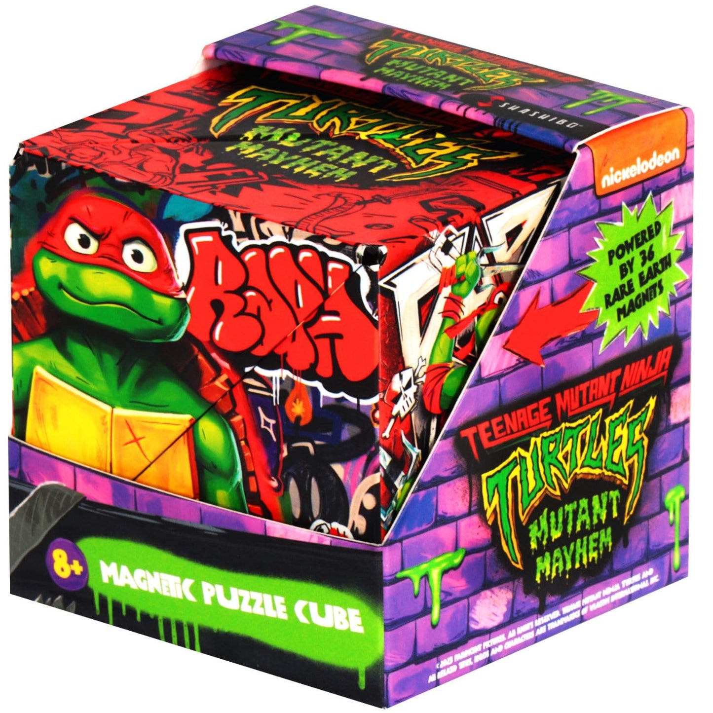 SHASHIBO Teenage Mutant Ninja Turtles Shape Shifting Box - STEM Magnetic Fidget Cube that Transforms Into Over 100 Shapes, Download Fun in Motion Toys Mobile App (Raphael)