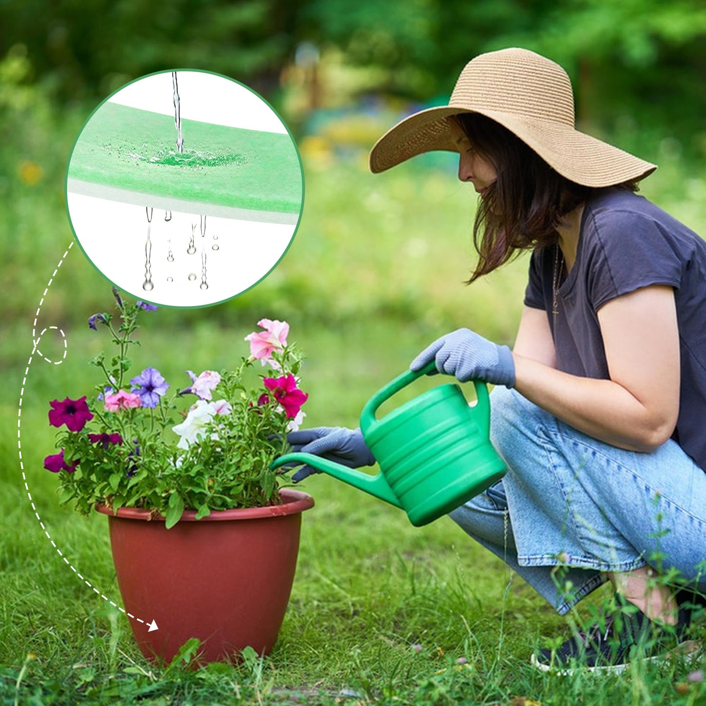 Adnee 2 Pack Flower Pot Filler Insert, 47.2" x 11.8" Soil Saver for Tall Planters, Lightweight Drainage Material & Plant Riser for Large Pots, Prevent Root Rot & Reduce Pot Weight - Cut to Fit