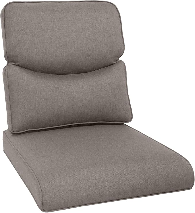 Outdoor Chair Cushion Set, 25 x 22 Deep Seat Cushion, Patio Chair Cushions for Outdoor, Include 1 Seat Cushion and 1 Back Cushion, Gray