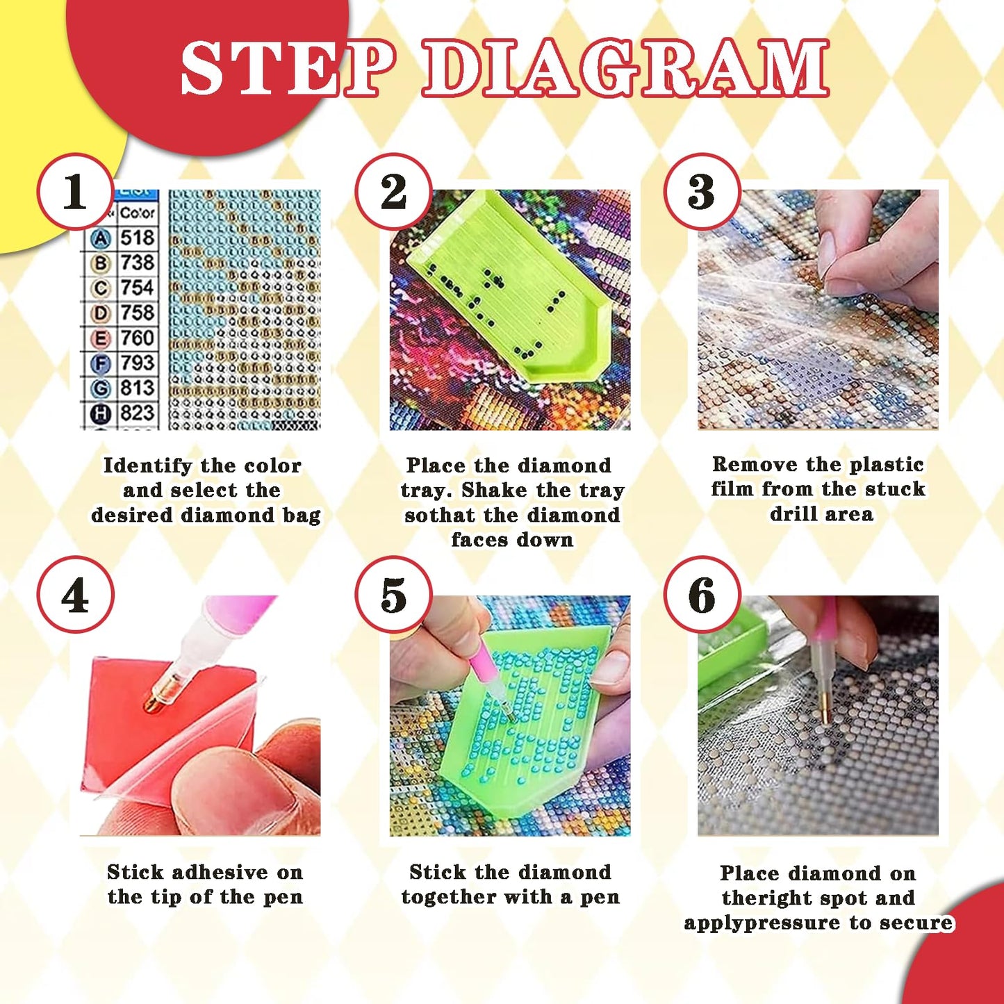 Leatrice 6 Pack Diamond Painting Kits for Adults 5D Diamond Art Kits Gem Dots Paintings Round Full Drill Beginners Women DIY for Home Kitchen Wall Decor 11.8x15.7 Inches Chic