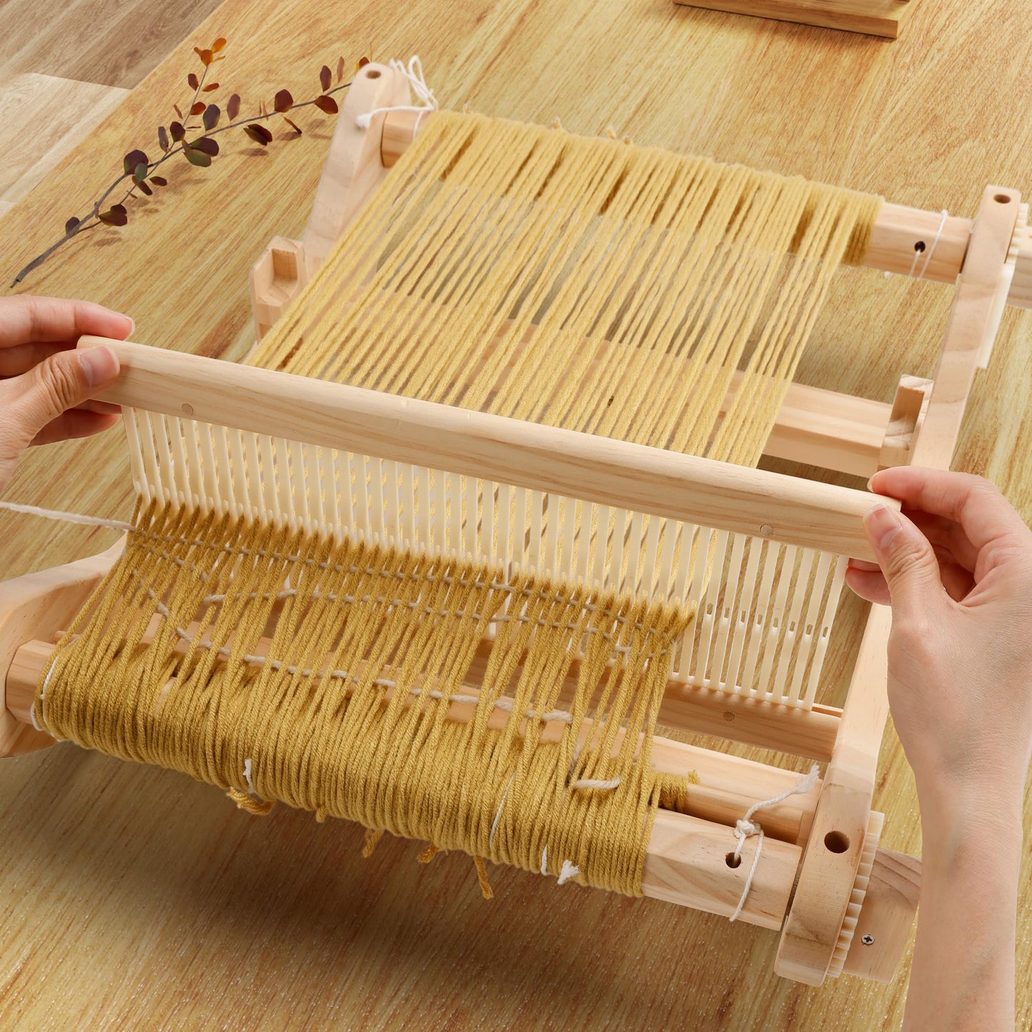 WILLOWDALE 16 Inches Rigid Heddle Loom with Stand, Weaving Loom Kit with Shed Stick, Wooden Multi-Craft Weaving Loom for Adults, Threads Warping Frame with Pegs and Yarn Stand, Frame Loom for Beginner