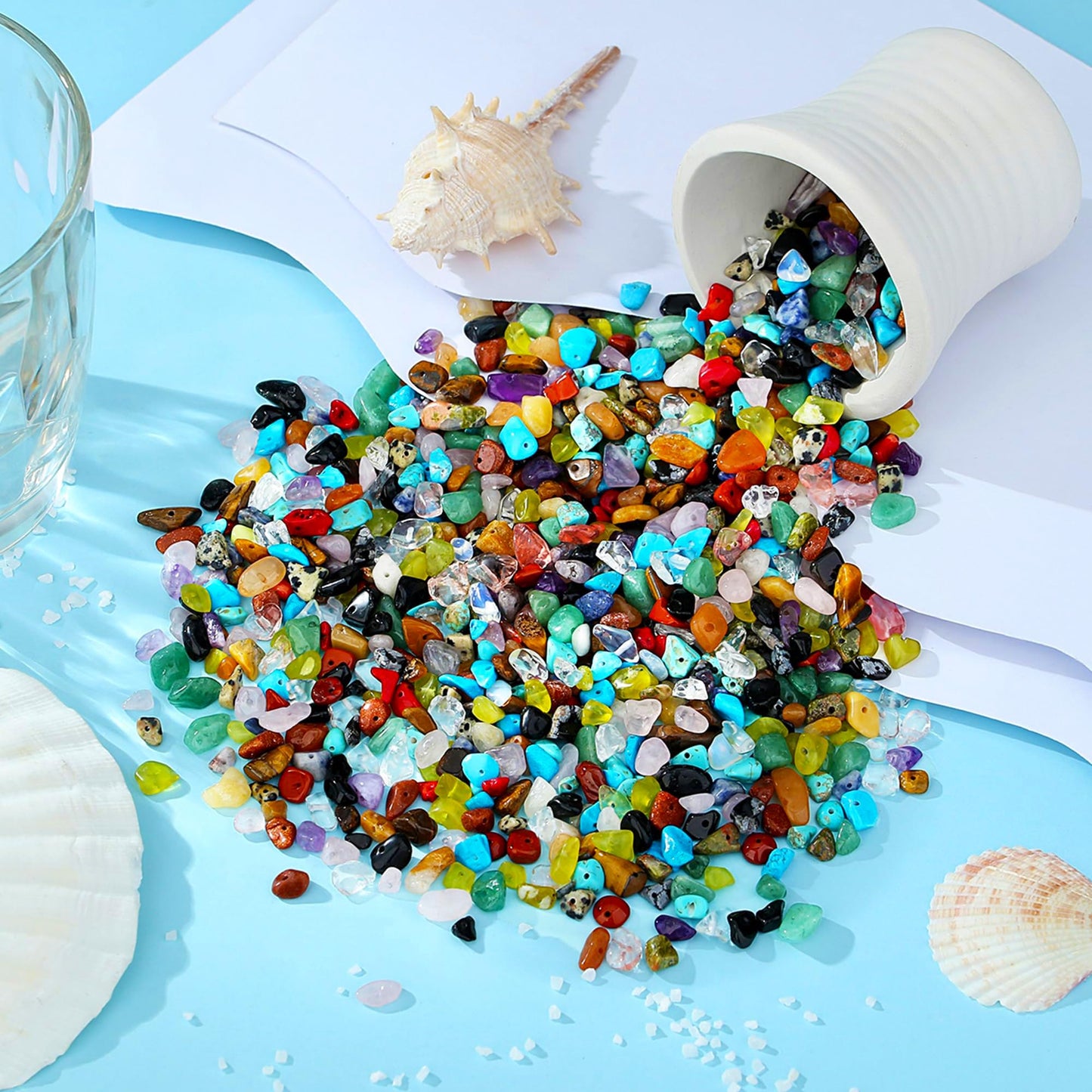ZHIYUXI 400pcs Beads for Jewelry Making Multicolor 5-8mm Beads Crystal Chips Gemstones Natural Stone Beads Irregular Loose Bulk Beads for Bracelet Making Crystals for Craft DIY Necklace Gifts