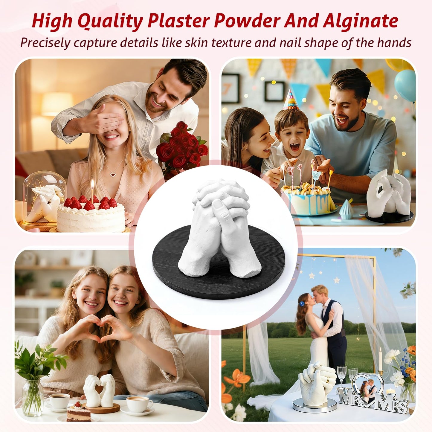 Noosuna Hand Casting Kit for Couples with Base & Paints, Practice Kit, Hand Mold Kit Couples Perfect for Anniversary, Birthday, Romantic Date Night DIY, Unique Gifts for Boyfriend and Girlfriend