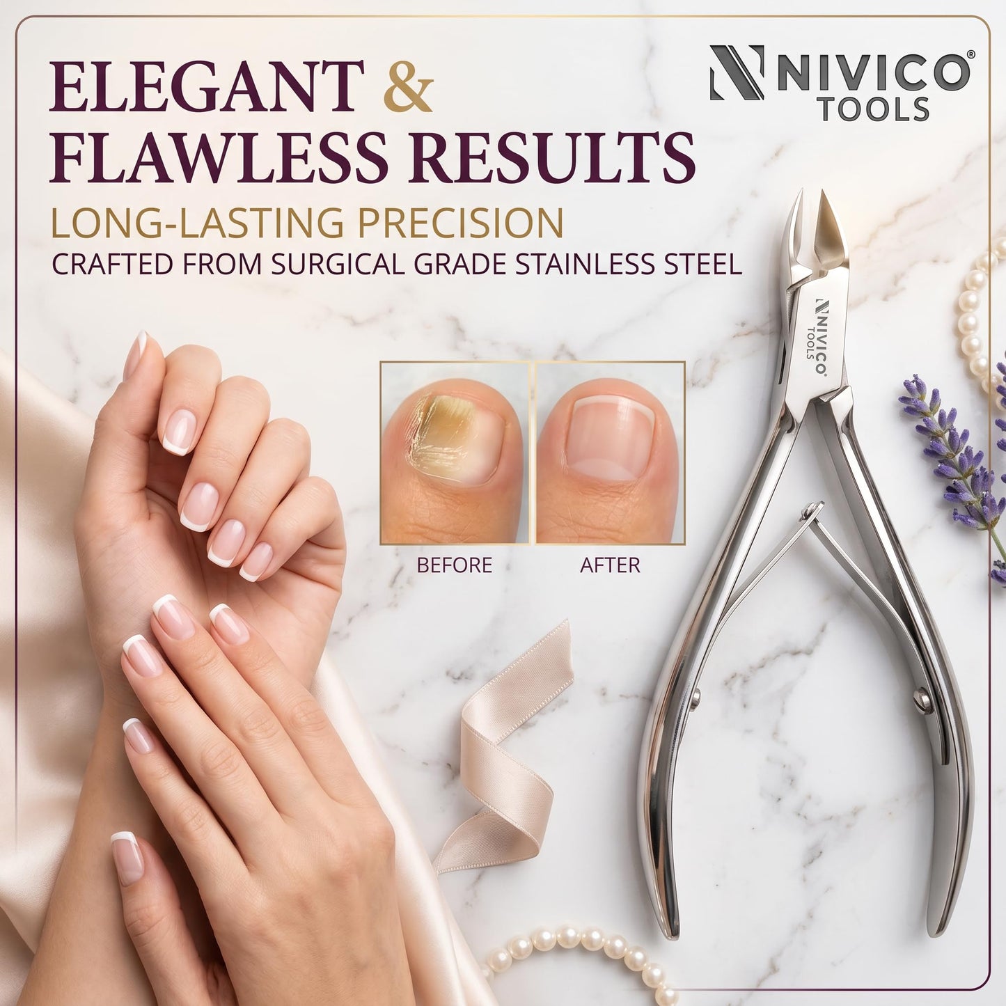 Nivico Tools Professional Cuticle Nipper – Surgical Stainless Steel Cuticle Trimmer & Hangnail Clipper – Ultra-Sharp Precision Jaw with Frictionless Double Spring for Manicure & Pedicure Care
