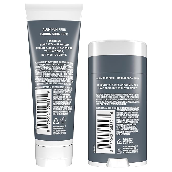 Mando Whole Body Deodorant - Invisible Cream Tube and Solid Stick - 72 Hour Odor Control - Aluminum Free, Baking Soda Free, Skin Safe - 3.0 Ounce Tube and 2.6 Ounce Solid Stick Bundle - Unscented