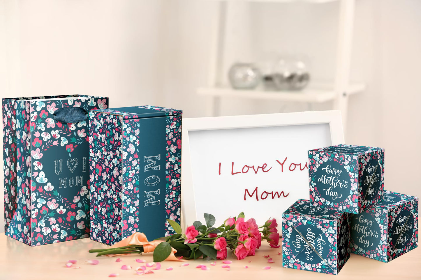 Ranfashiong Mothers Day Surprise Gift Box for Money, DIY Creativity Folding Bounce Explosion Pop Up Cash for Mom, Blue