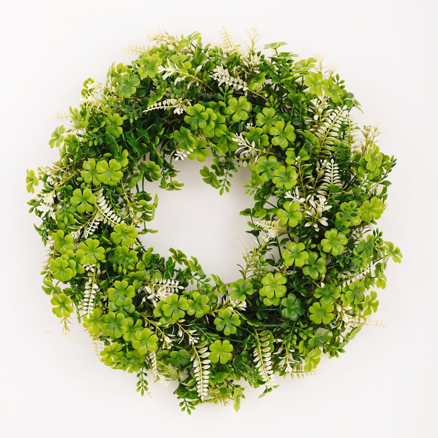 Erizhaltic 20" Artificial Green Leaf Wreath with 10 Detachable Seasonal Signs & Lights - Lush Boxwood Spring Wreath for Front Door, Includes Hanger & Bow - All-in-One DIY Floral Kit Home Decor