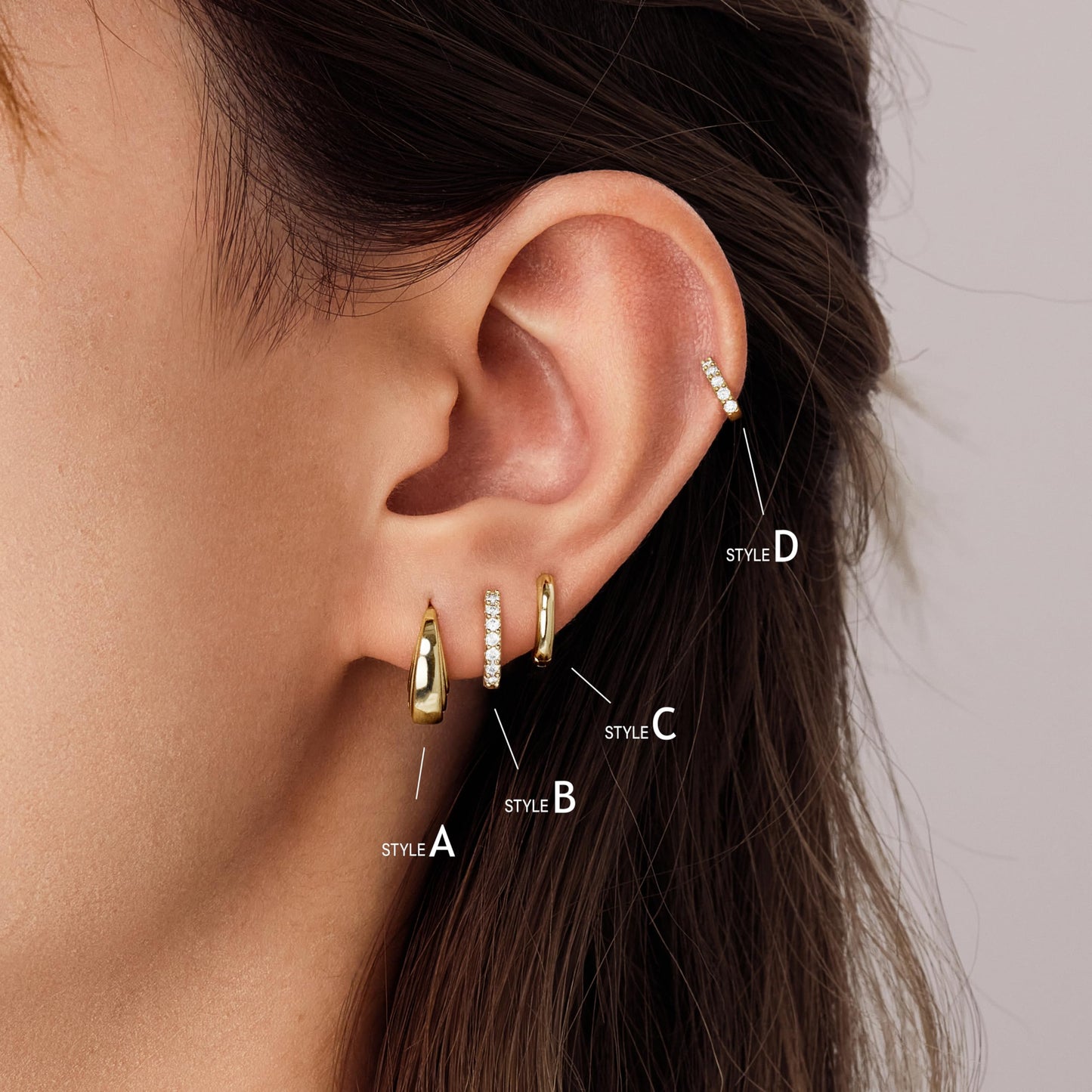 4 Pairs Small Gold Hoop Earrings Set for Women, Trendy Dangle Huggie Earrings for Multiple Piercing, Cartilage Conch Cute Small Hoops Jewelry Stacks for Gifts Clip On