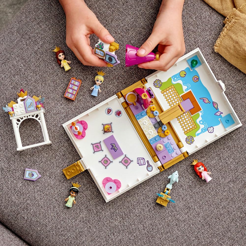 Lego® Disney Ariel, Belle, Cinderella and Tiana’s Storybook Adventures 43193 Building Kit; A Fun Buildable Toy Gift for Kids