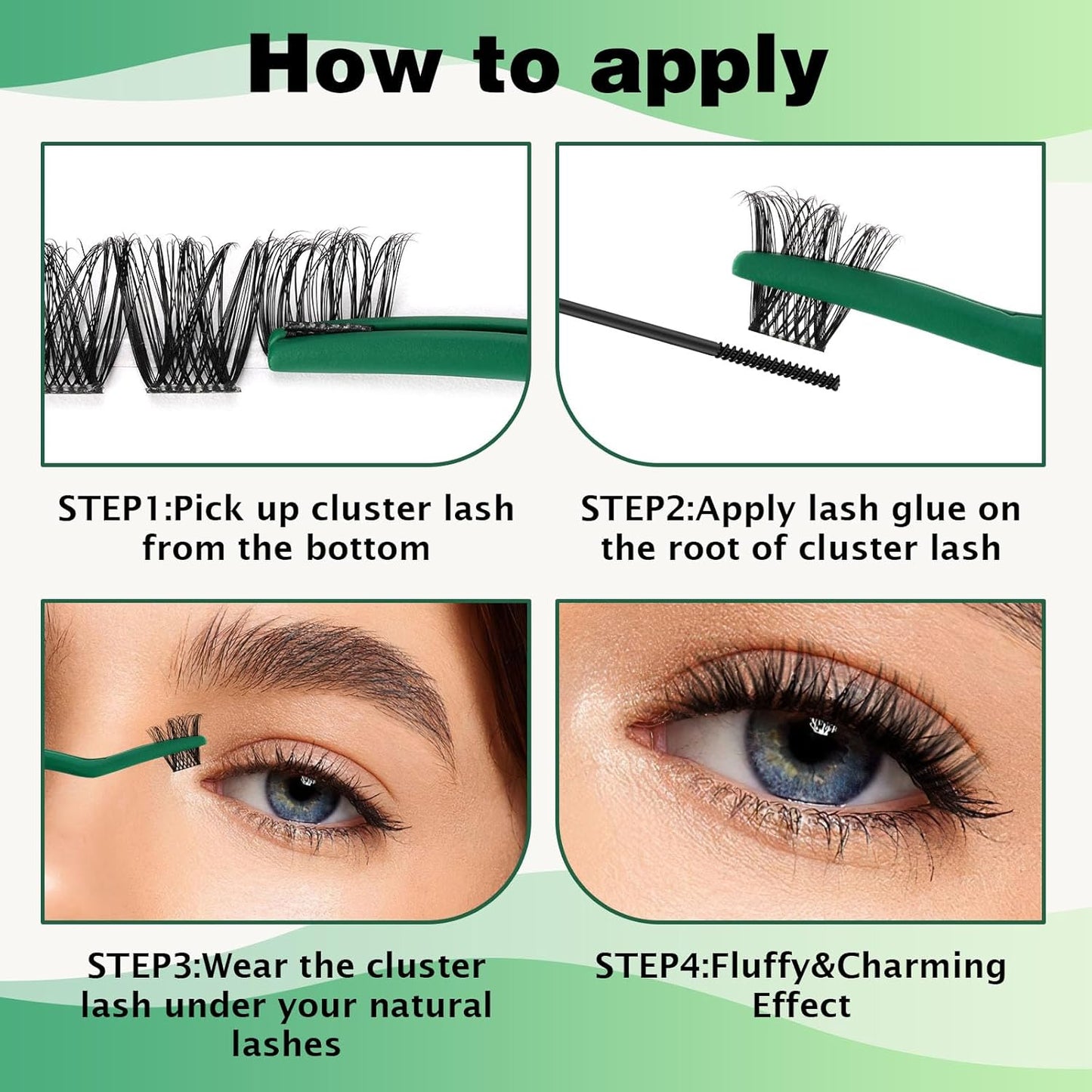 KEYYOU Lash Clusters,96 Pcs Cluster Lashes Y01 D Curl 12mm DIY Lash Extensions Eyelash Clusters,Volume Wispy Individual Lashes Soft&Comfortable Easy to DIY at Home(Y01,D-12mm)