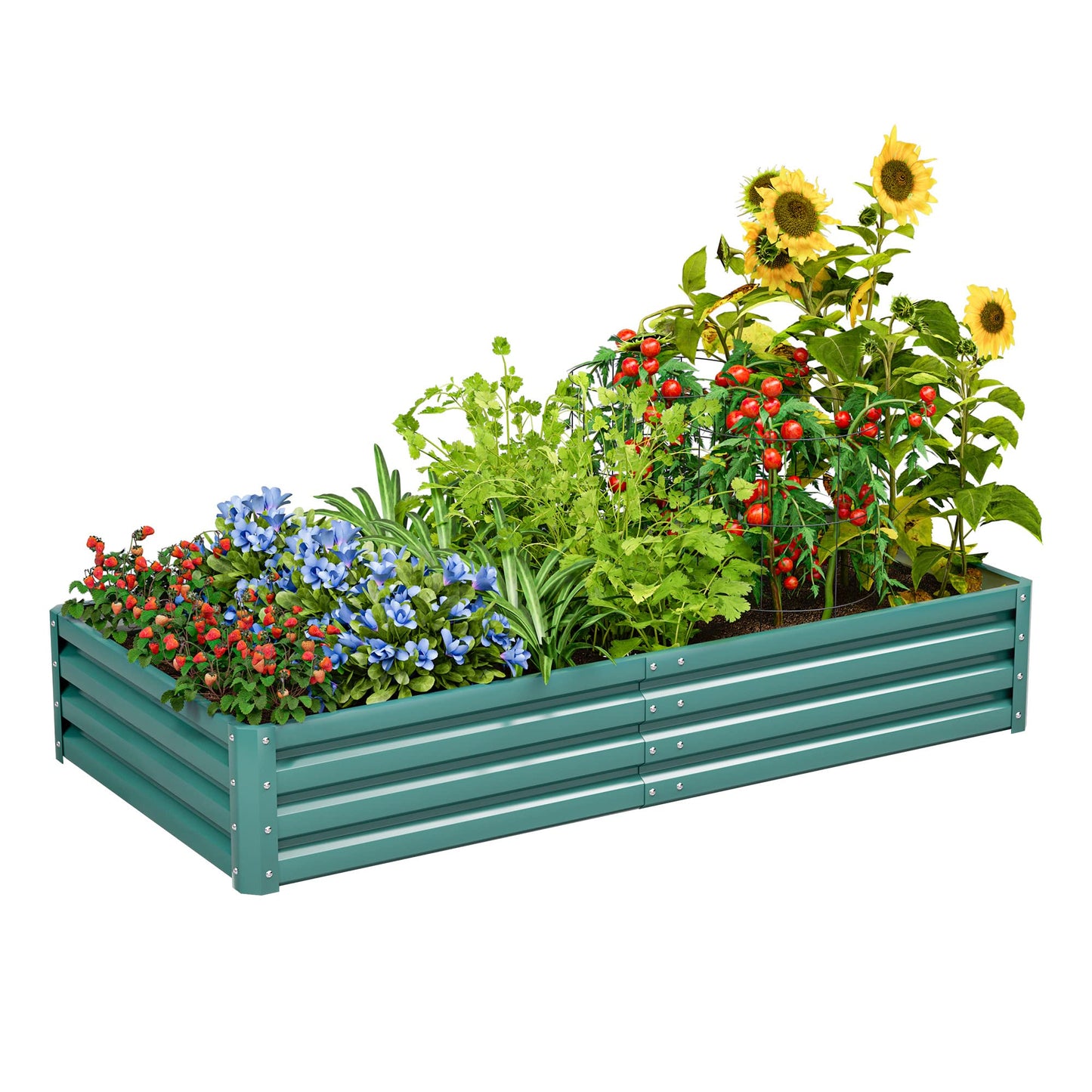 Flamaker 71x36x12in Galvanized Raised Garden Bed Elevated Outdoor Metal Planter Beds Deep Root Raised Planter Boxes with Support Bar for Planting Flowers, Herbs, Fruits