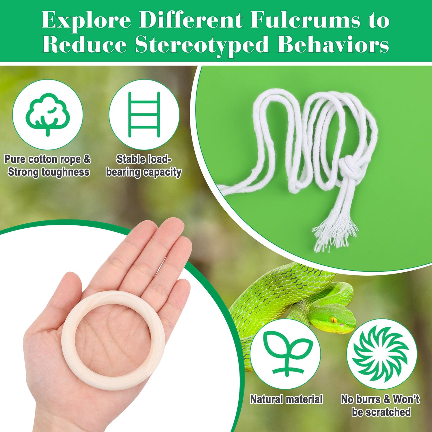 Coldairsoap Snake Climbing Vines with Reptile Plants Kit, Handcrafted Jungle Vines, Snake Enclosure Accessories for Ball Pythons, Corn Snakes, Bearded Dragon, Chameleon, Lizard, Snake Enrichment Toys