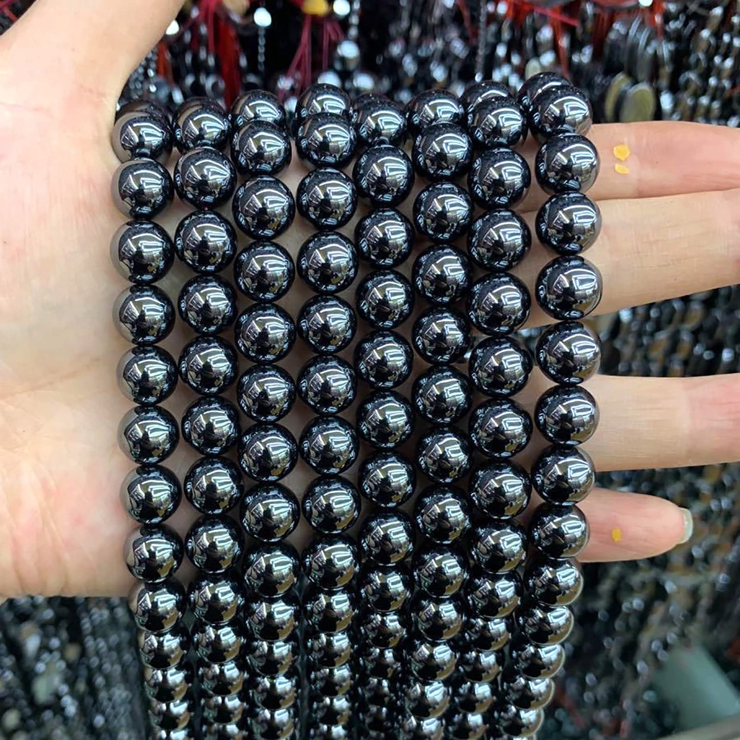 71pcs 6mm AAA Black Hematite Beads Natural Stone Gemstone Round Loose Beads for Jewelry Making DIY Bracelets Necklace Earrings
