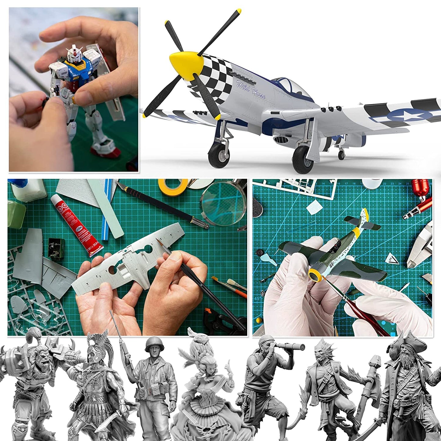 Testors Model Paint and Pixiss Model Accessory Kit - 10 Rich Enamel Paints - Fast Drying - Adheres to Plastic, Paper, Metal - Includes Essential Tools for Gundam, Model Cars, DnD Miniatures