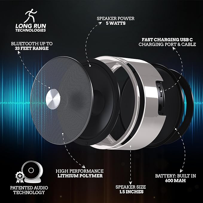 Long Run Technologies Stereo Bluetooth Speakers - Wireless Computer Speaker for Desktop Laptop PC for Boys & Girls Sister Brother Mom & Dad - Bluetooth Stereo Speakers Home Theater Gaming Rose Gold