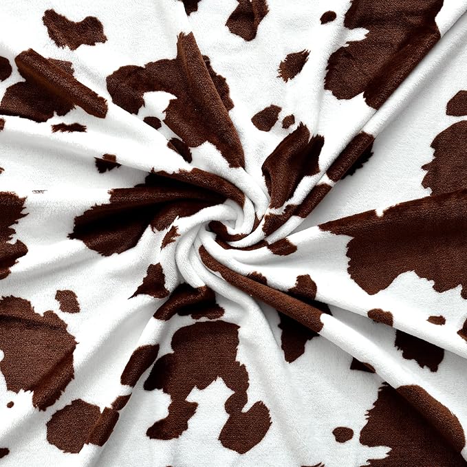 SOCHOW Cow Print Fleece Throw Blanket for Sofa Couch, Soft Lightweight Cozy Warm Home Decor Flannel Blanket, Cute Animal Blanket for Kids Boys Girls, Brown 60 x 80 Inches