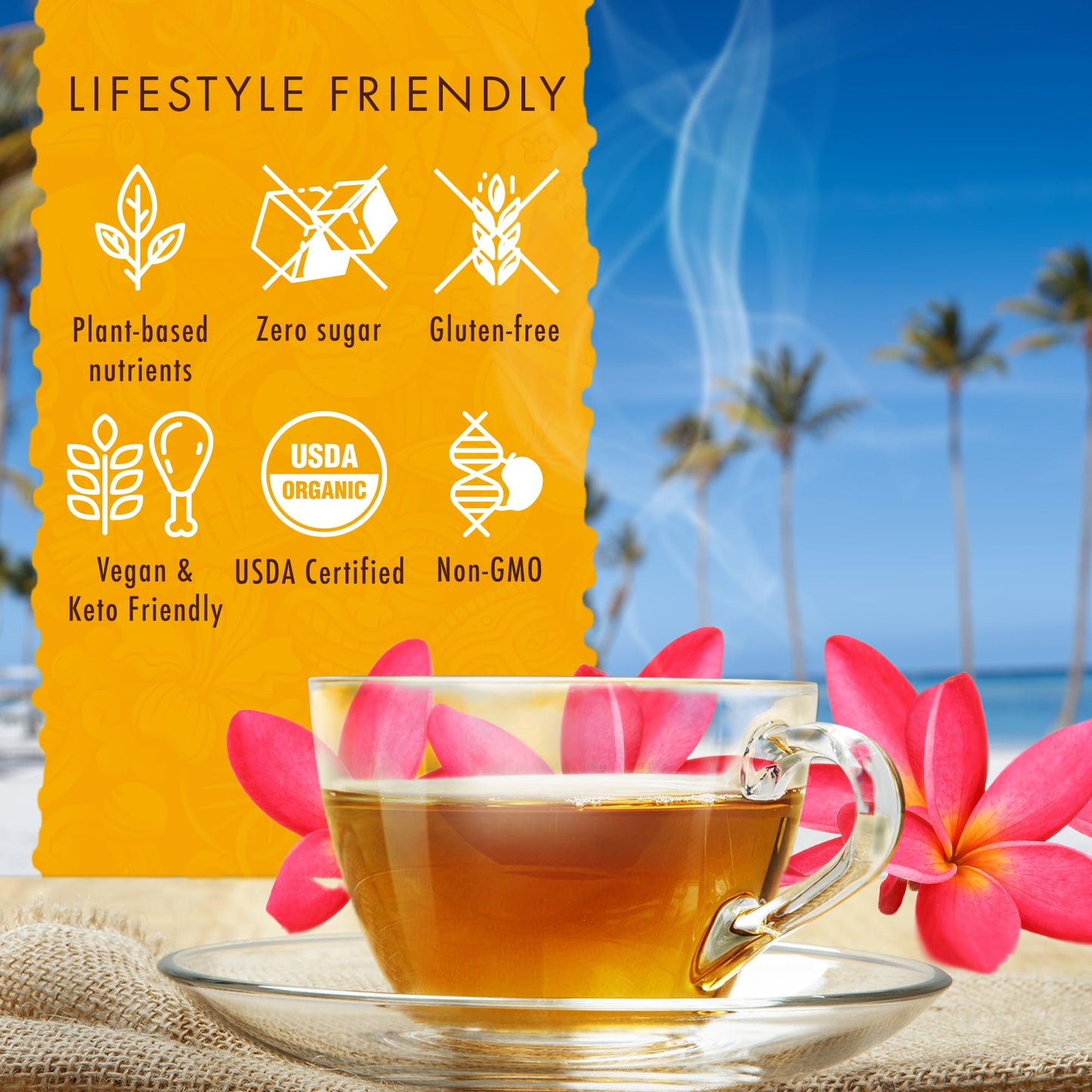 Hawaiian Natural Organic Tropical Fruit Tea Sampler - Green, Black, White Tropical Fruit Tea Blends, Gift Box Set For Special Occasions - 24 Bags
