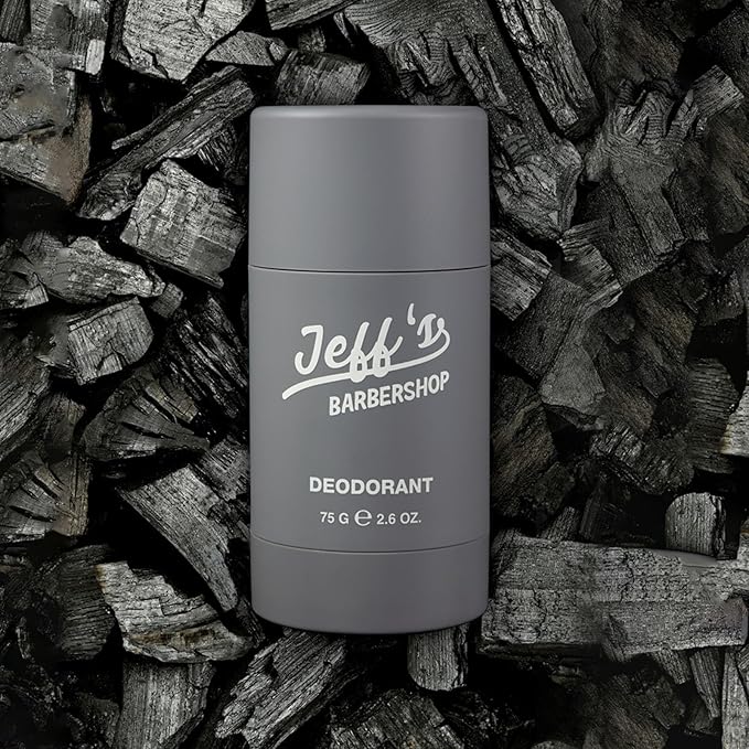 Jeff’s Barbershop Aluminum-Free Charcoal Deodorant for Men & Women, Fresh Scent - Natural, Non-Toxic & Safe for Sensitive Skin - Healthy Armpit Detox Fights Body Odor (2.6 oz)