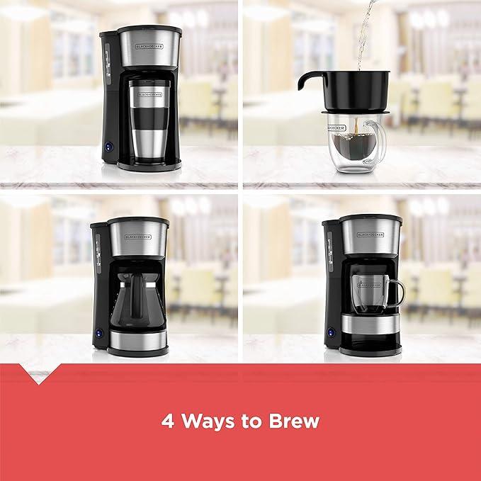 BLACK+DECKER CM0755S 4-in-1 5-Cup Coffee Station Coffeemaker, Stainless Steel