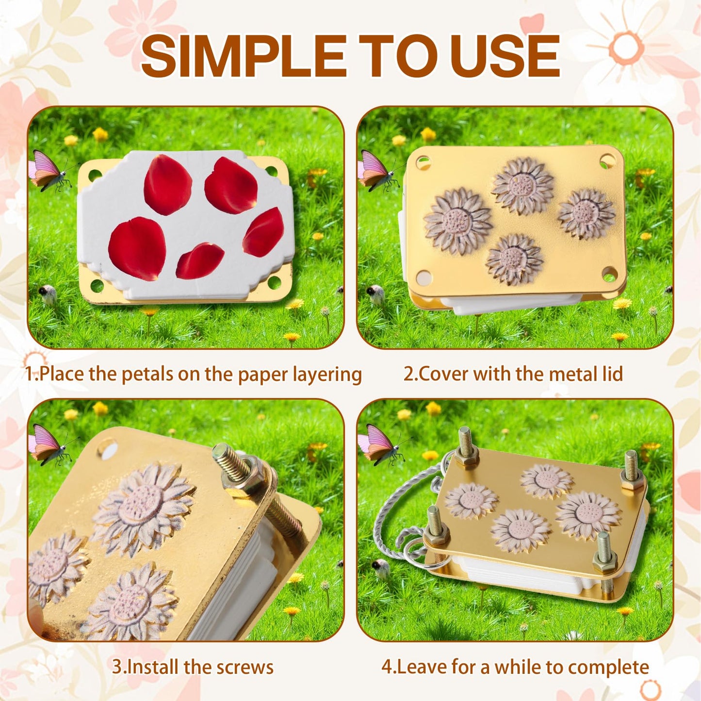 RJLCTH 2 Pcs Micro Flower Press Keychain, Portable Mini Flower Press with 40 Reusable Blotting Papers for Flower Preservation, Resin Art, Journals, Scrapbooking and DIY Botanical Crafts