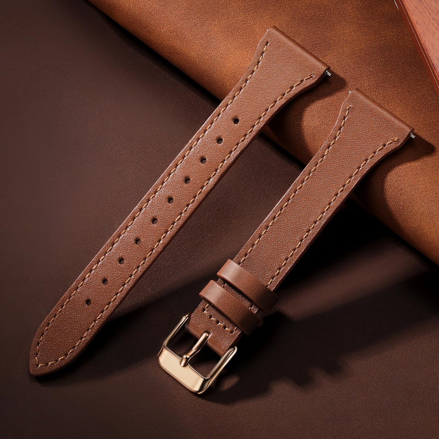 GEAK Slim Leather Band Compatible with Galaxy Watch 7 Band/6 5 4 FE 40mm 44mm/5 pro 45mm/Classic/Galaxy Active 2, 20mm Genuine Leather Strap with Quick Release Buckle for Samsung Watch Bands Women