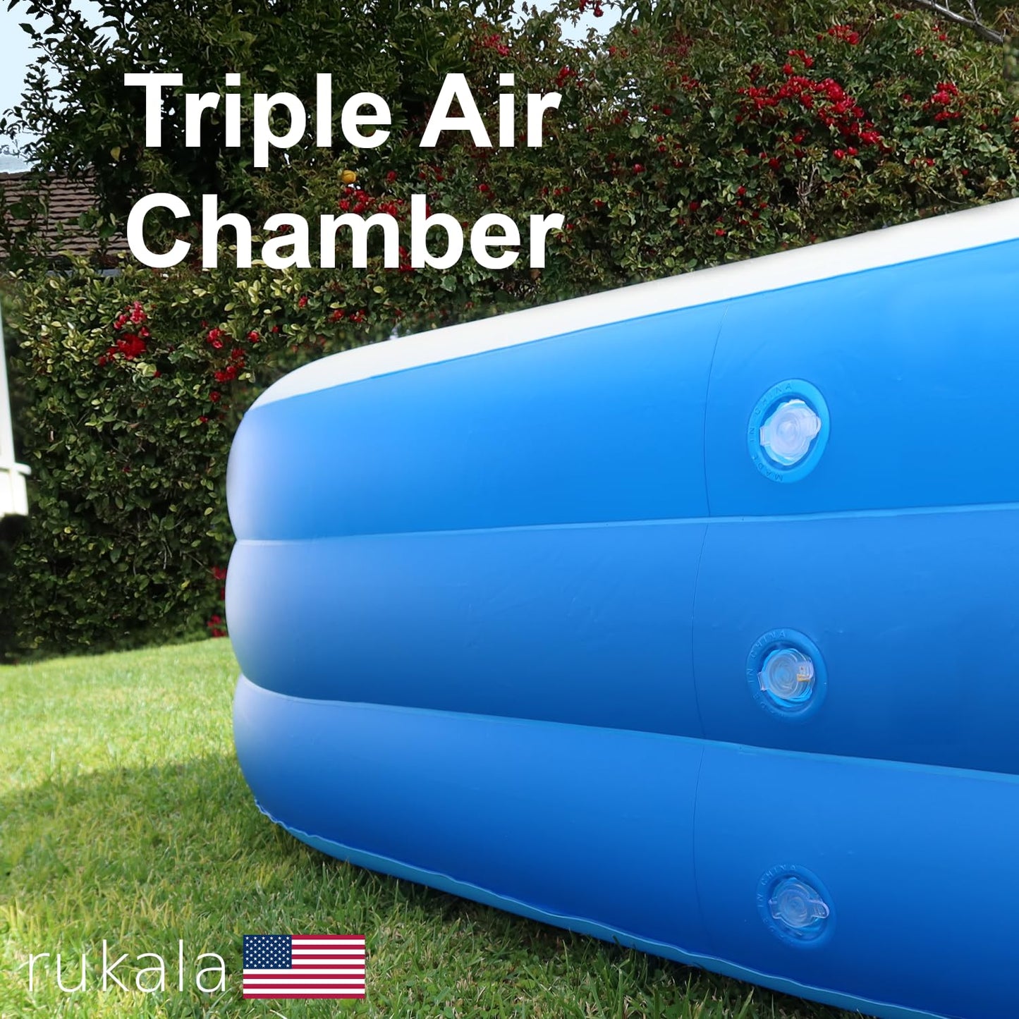 Rukala Inflatable Pool Bundle - 10ft x 6ft - Electric Pump and Ground Tarp Included - Fast Setup and Reinforced Seams