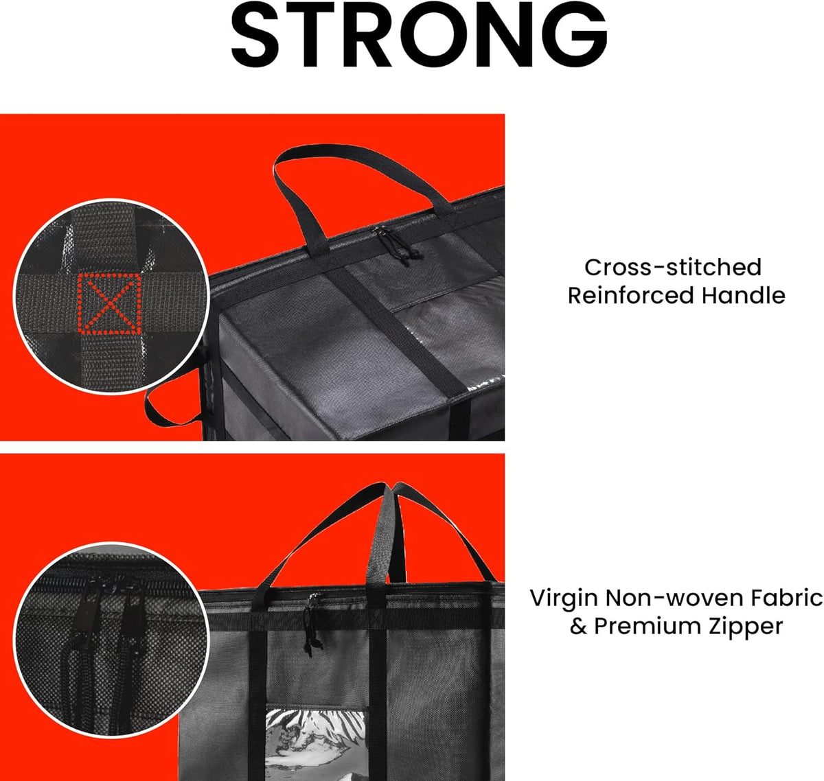 3XL Insulated Cooler Bag and Food Warmer for Delivery & Grocery Shopping with Zippered Top, Red (1 pack)