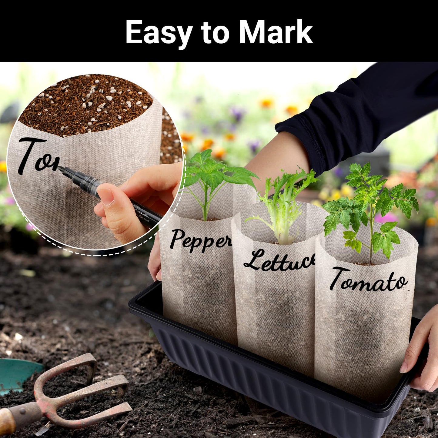 ENPOINT Fabric Grow Bags - 7.87x13.77 inches Breathable Seed Starter Plant Grow Bags for Seedling Pots, Nursery Pots for Plants, 50pcs