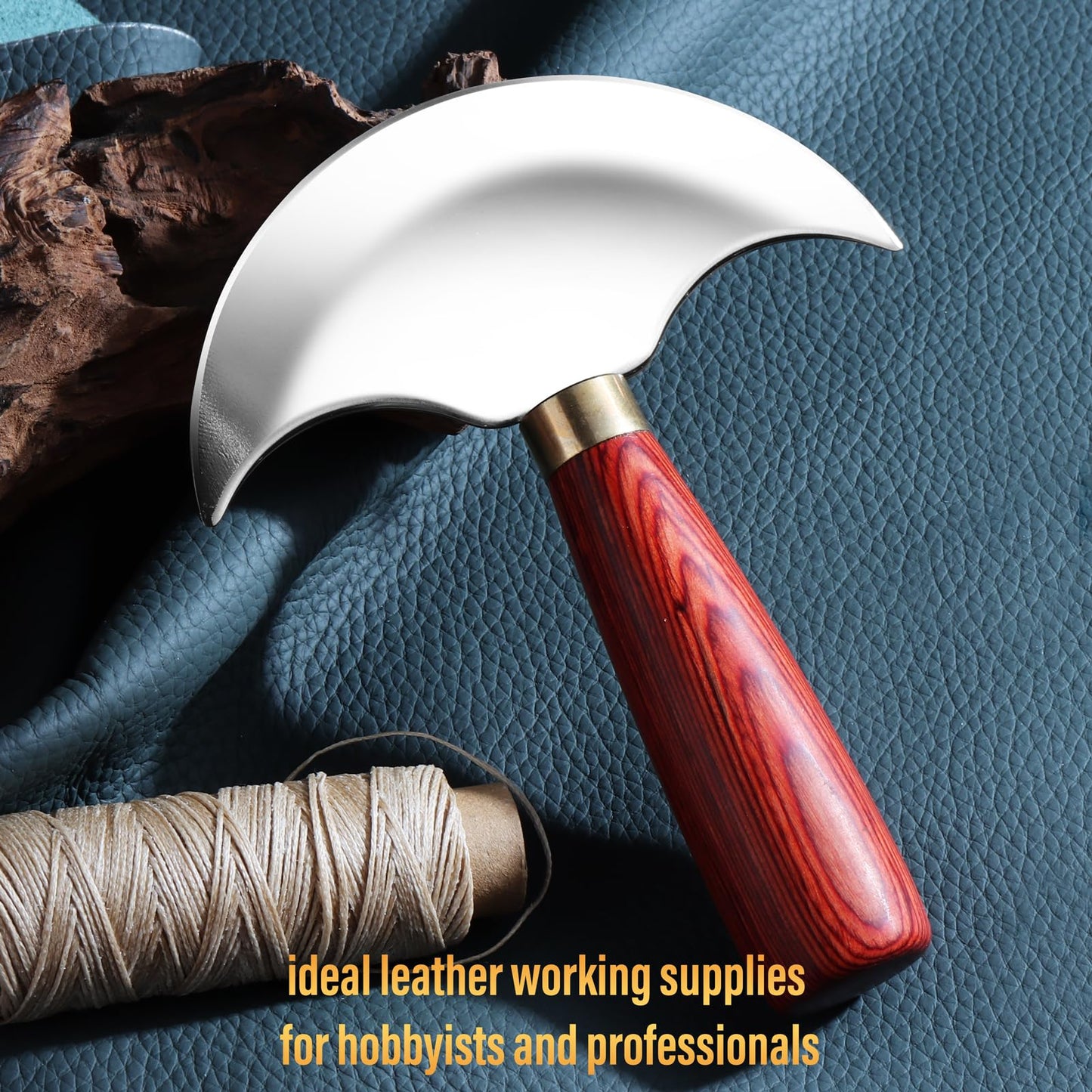 Coowolf Leather Knife with Wooden Handle, Leather Working Tools for Cutting Skiving and Trimming