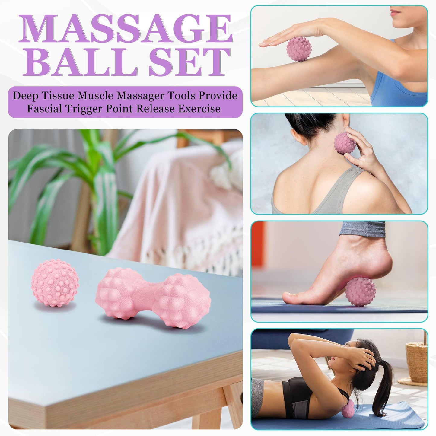 HNCTINNO All in One Yoga Wheel Set, Soft Foam Roller Wheel for Back Pain & Stretching, Yoga Blocks 2 Pack with Strap, Trigger Point Therapy Massage Ball for Deep Tissue, Yoga Starter Kit for Beginner