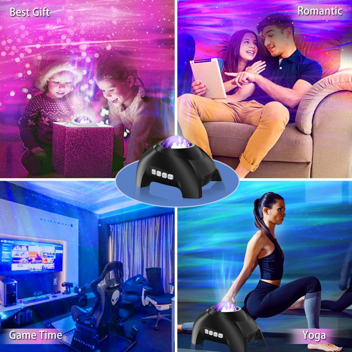 Vinwark Northern Lights Aurora Projector for Bedroom with Music Bluetooth Speaker and White Noise, Galaxy Projector, Starry Night Light Projectors for Kids Adults Gaming Room