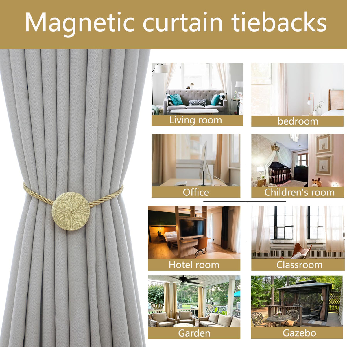 Magnetic Curtain Tiebacks (4 Count)