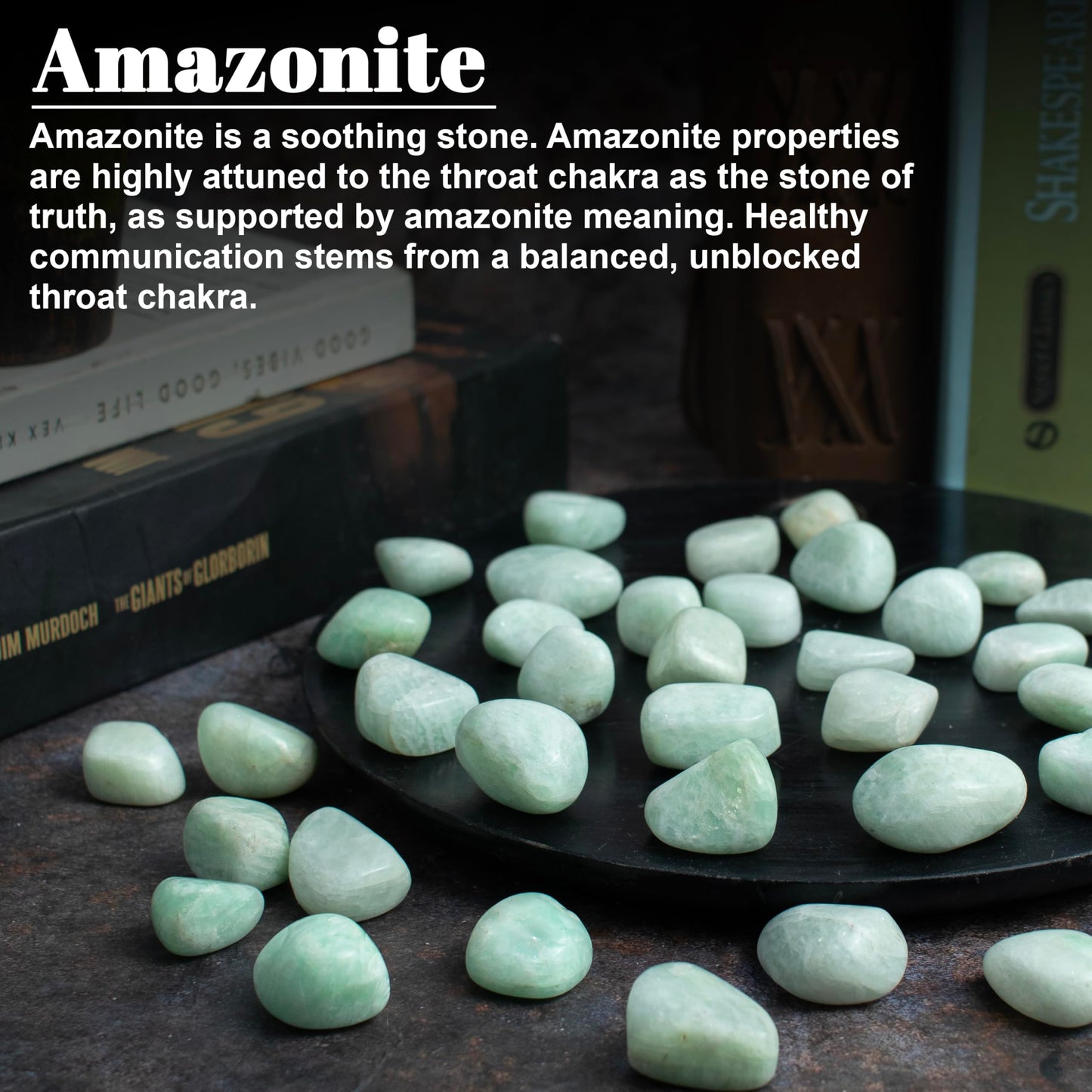 Crocon 1LB Amazonite Tumbled Stones and Crystals bulk 2000+ Carats Natural Crystal Kit for Reiki Healing Crystal Polished, Tumble Stones, Chakra Balancing, Reiki Gift, Home Decor Size : 20-25 mm