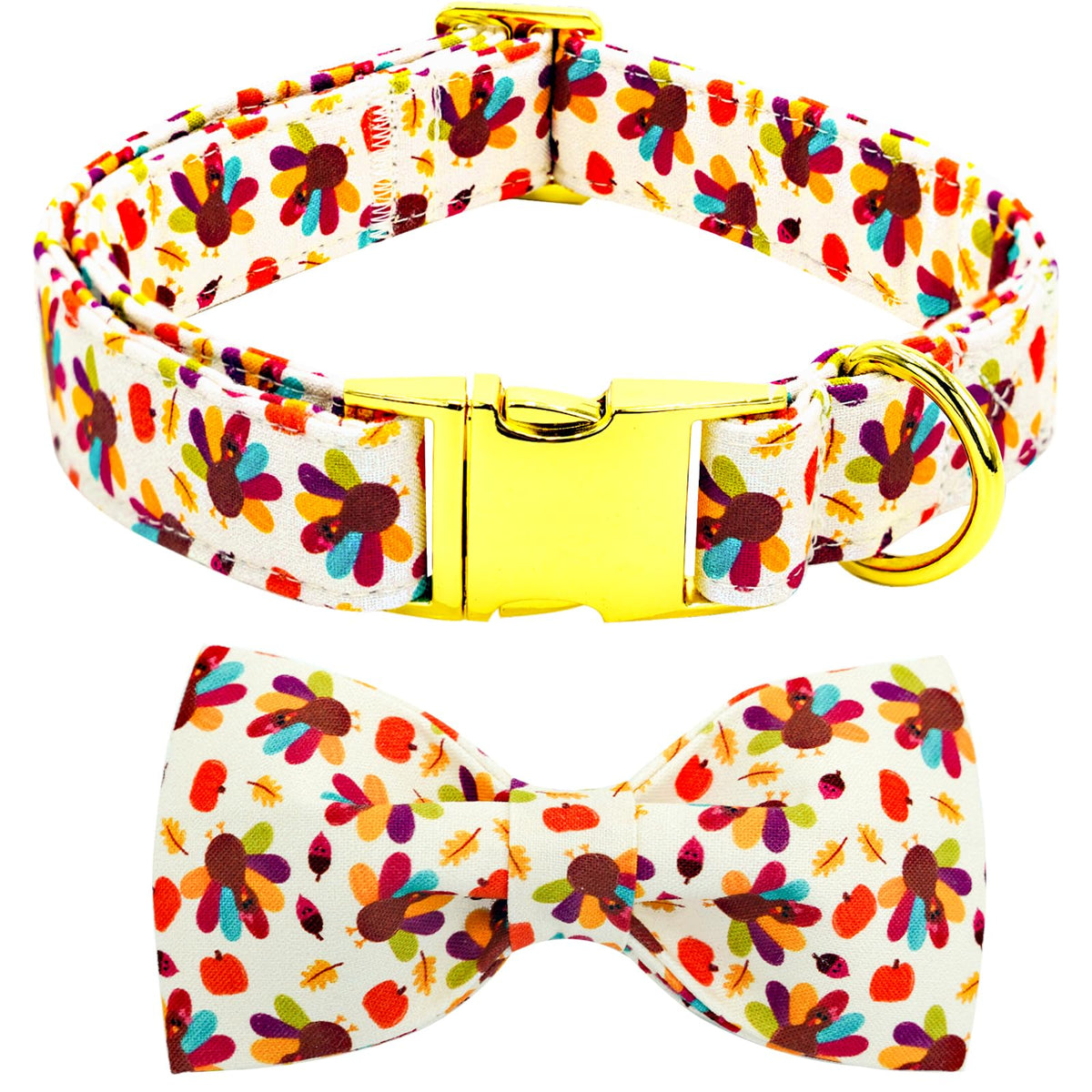 Bobo Rainbow Christmas Tartan Plaid Dog Collar with Bow for Large Dogs