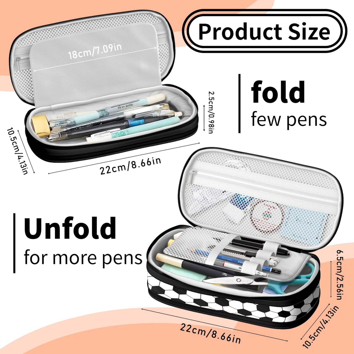 SnuggleHive Soccer Ball Pencil Case for Boys & Kids,Large Capacity Expandable Pencil Pouch with Double Zippers & Compartments,Cool Sport Stationery Organizer Pencil Box for School Students & Gift