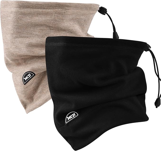MCTi Neck Gaiter Warmer Winter Fleece Scarves Beanie Hat for Skiing Cycling Elastic Closure