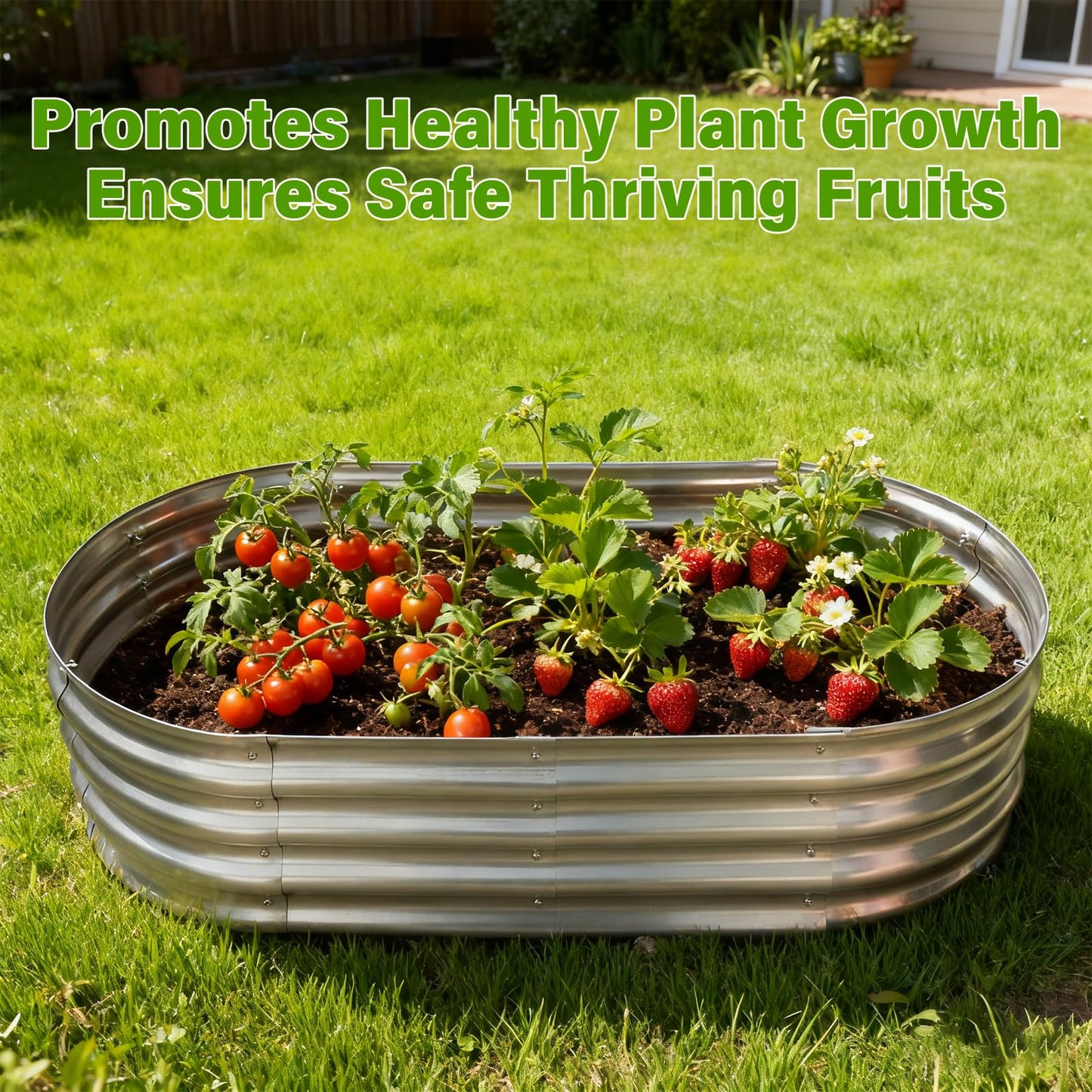 Eclaron Galvanized Raised Garden Bed for Outdoor: 4x2x1ft Durable Metal Vegetable Plant Container Kit - Oval Planter Box for Gardening Flower Trough