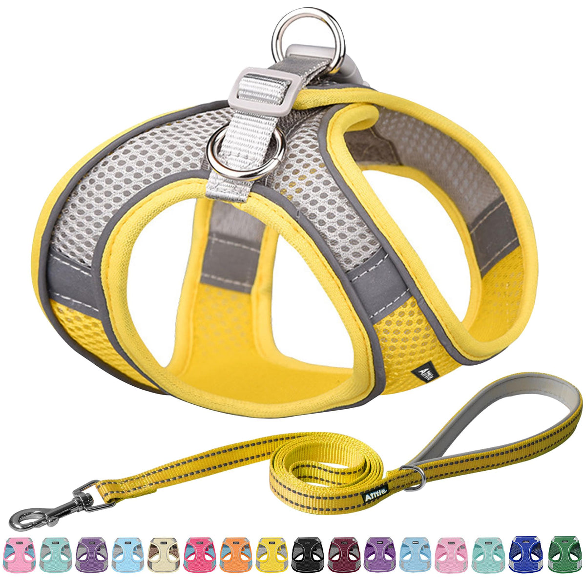 AIITLE Medium Dog Harness and Leash Set, Step-in Puppy Pet Vest, Orange M