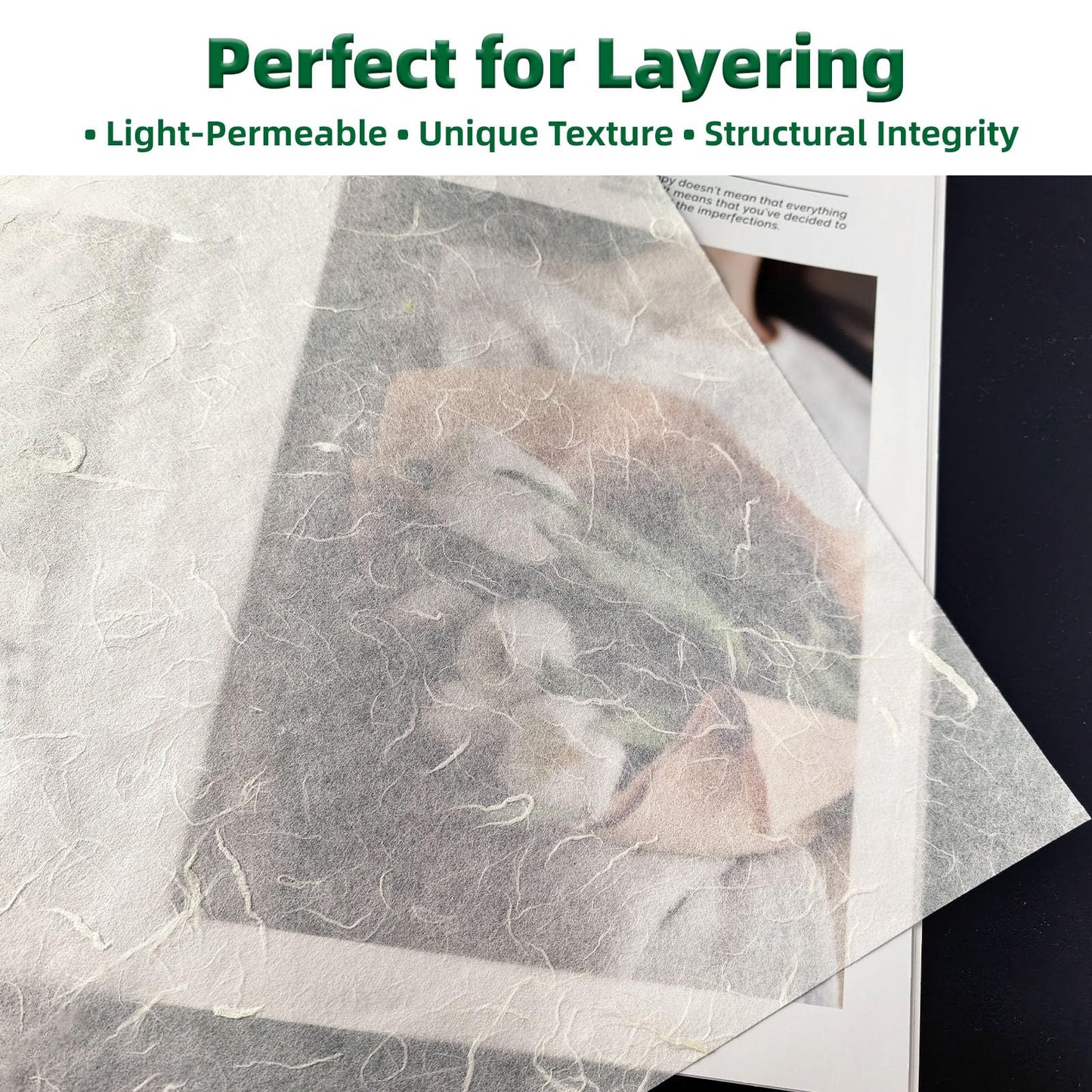 CRAFTJOY Large Mulberry Paper Sheets - 30 Sheets 16.5x16.5 Inch, Natural White Rice Paper for Origami, Gift Wrap, DIY Crafts, Calligraphy, Art, Printing, Decoupage Tissue, Journaling