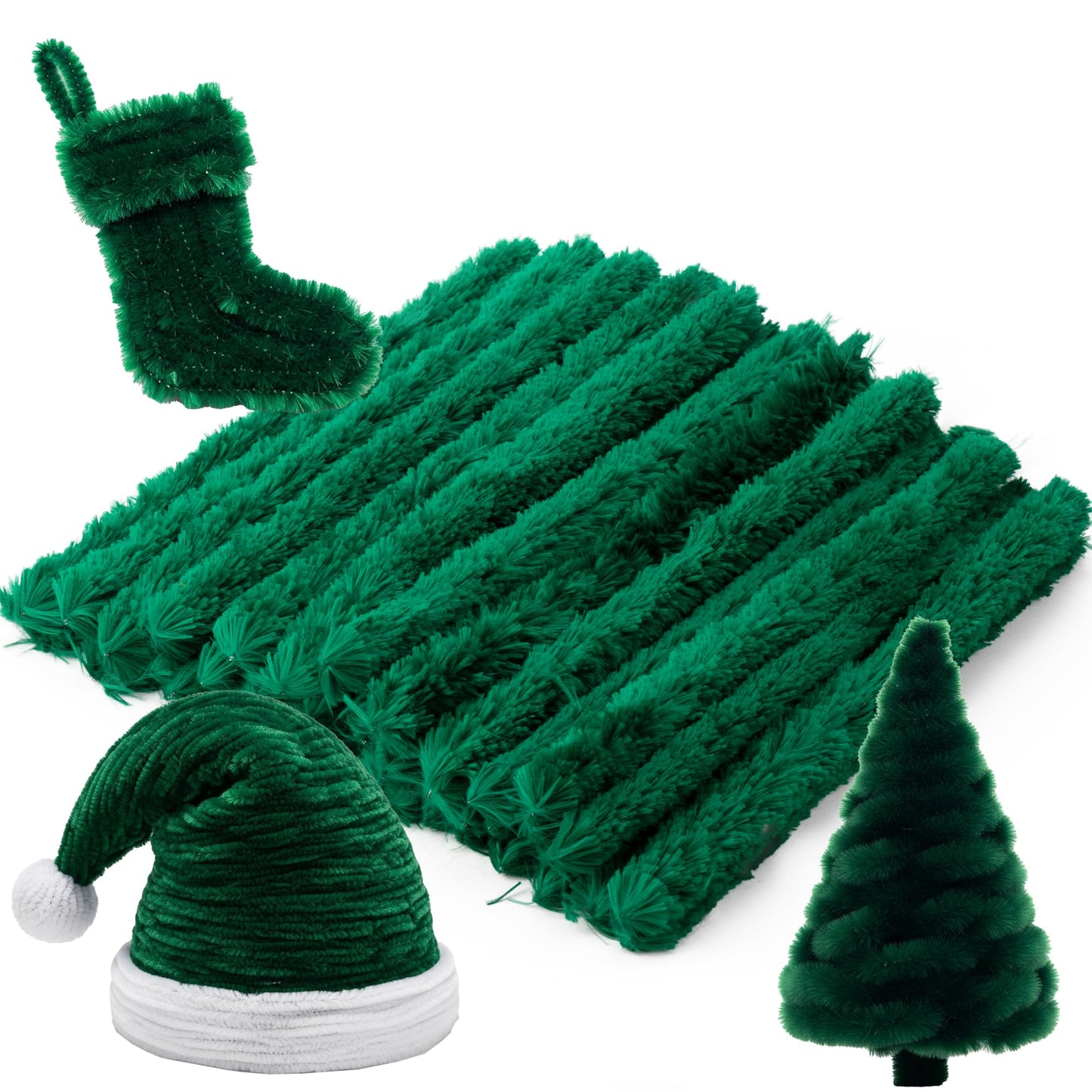 Caydo 50PCS Extra Thick Green Pipe Cleaners, Jumbo Chenille Stems for Kids Creative Craft DIY Projects (30 mm x 12 Inch)